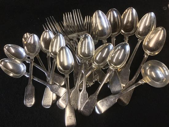 Qty silver spoons & forks (47ozs approx)